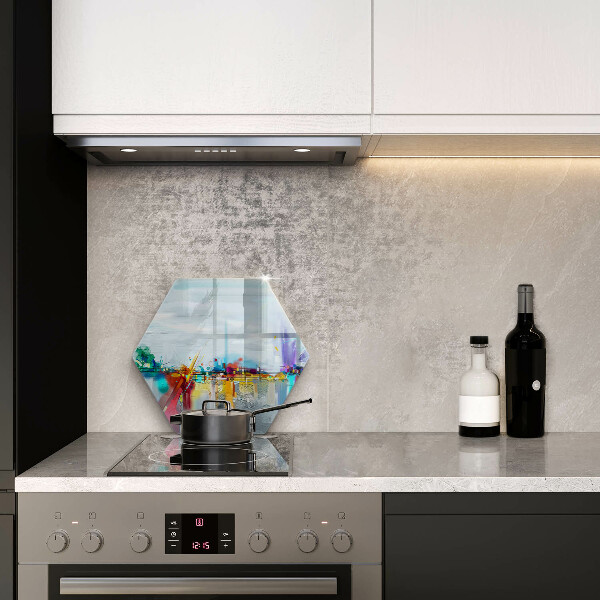 Skärbräda glas sexhörning Målad abstraktion