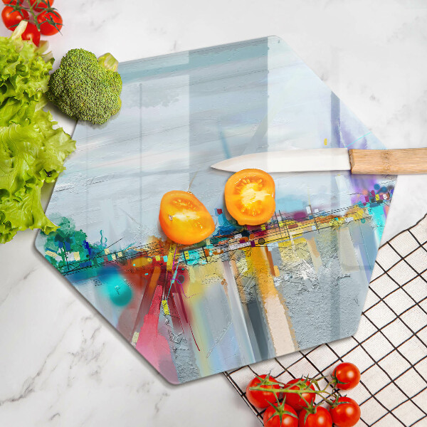 Skärbräda glas sexhörning Målad abstraktion