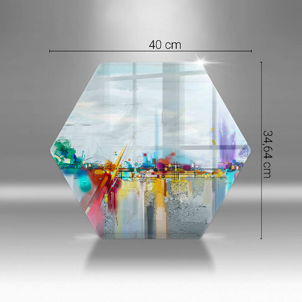 Skärbräda glas sexhörning Målad abstraktion