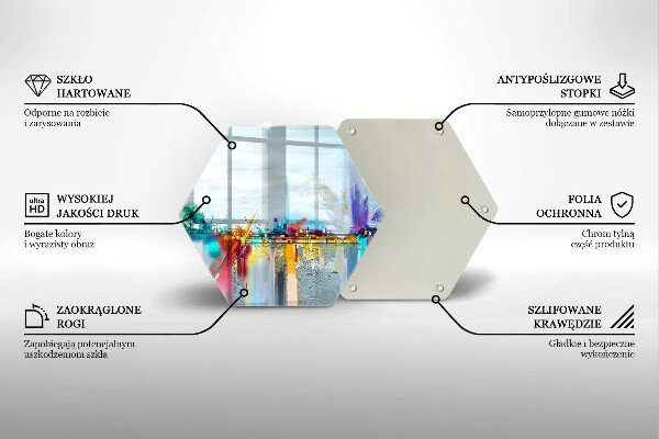 Skärbräda glas sexhörning Målad abstraktion