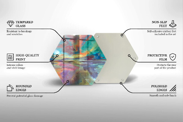 Skärbräda glas sexhörning Färgglad himmel