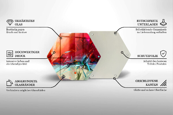 Skärbräda glas sexhörning Målad abstraktion