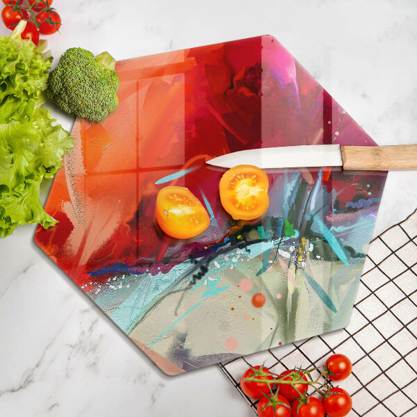 Skärbräda glas sexhörning Målad abstraktion