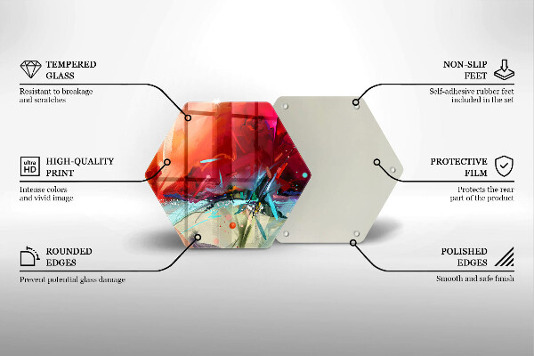 Skärbräda glas sexhörning Målad abstraktion