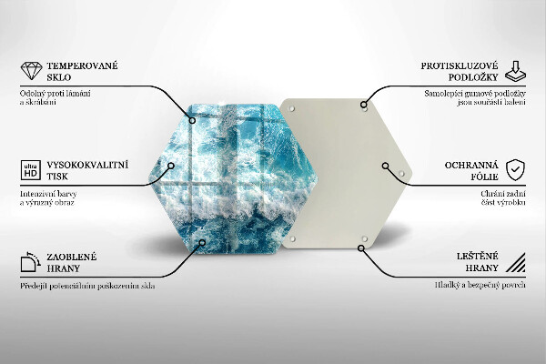 Skärbräda glas sexhörning Havsvattenvågor