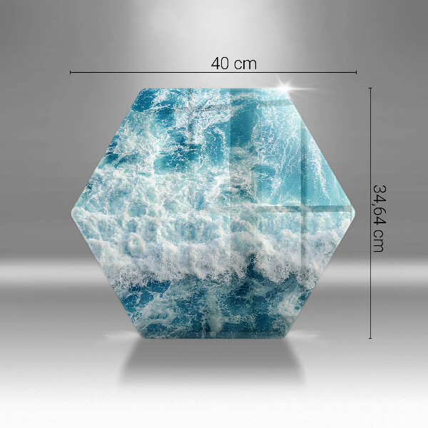 Skärbräda glas sexhörning Havsvattenvågor