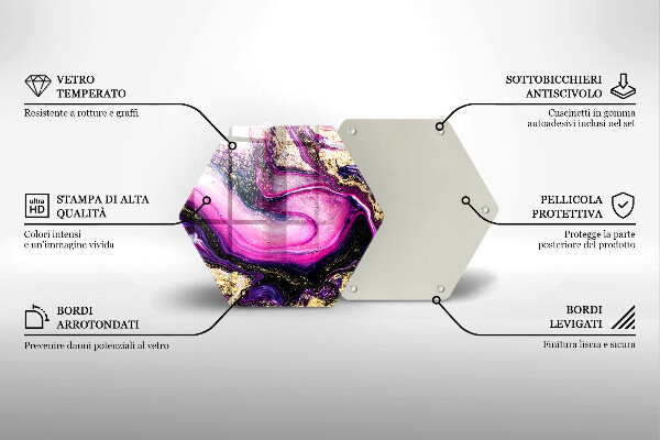 Skärbräda glas sexhörning Abstrakt design guld