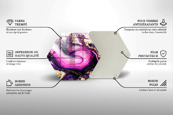 Skärbräda glas sexhörning Abstrakt design guld