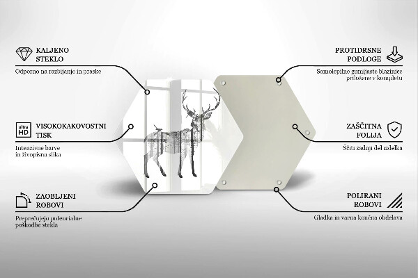 Skärbräda glas sexhörning Rådjur och skog illustration