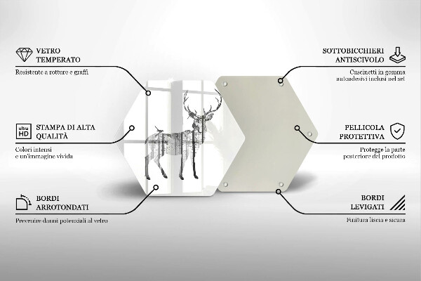 Skärbräda glas sexhörning Rådjur och skog illustration