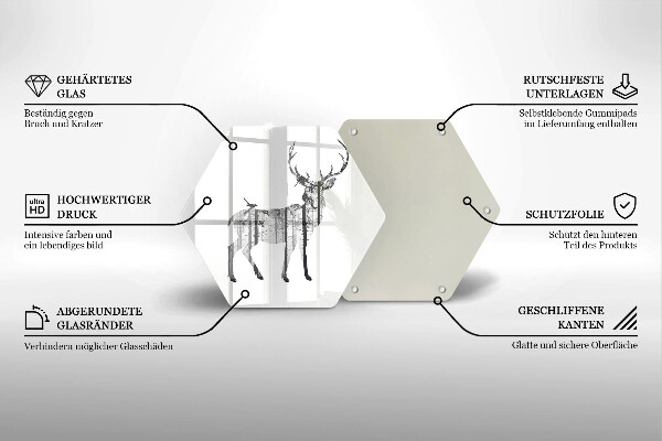 Skärbräda glas sexhörning Rådjur och skog illustration
