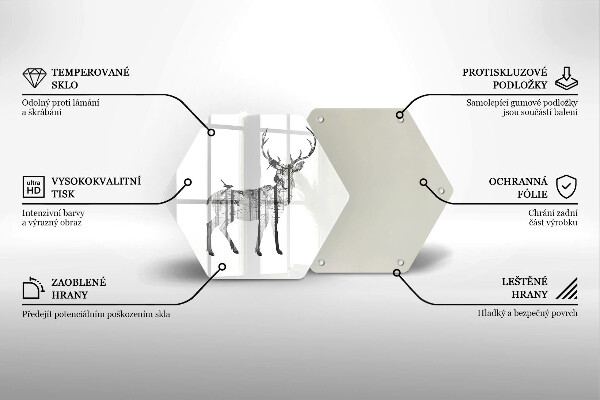 Skärbräda glas sexhörning Rådjur och skog illustration