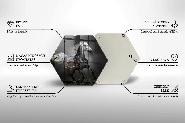Skärbräda glas sexhörning Häst i galopp