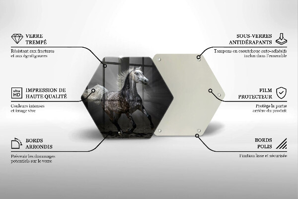 Skärbräda glas sexhörning Häst i galopp