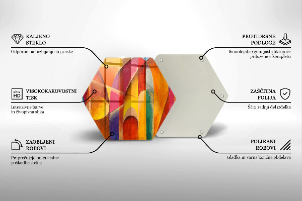Skärbräda glas sexhörning Färgglad abstraktion
