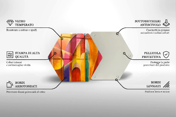 Skärbräda glas sexhörning Färgglad abstraktion