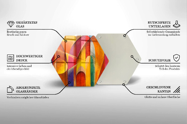 Skärbräda glas sexhörning Färgglad abstraktion