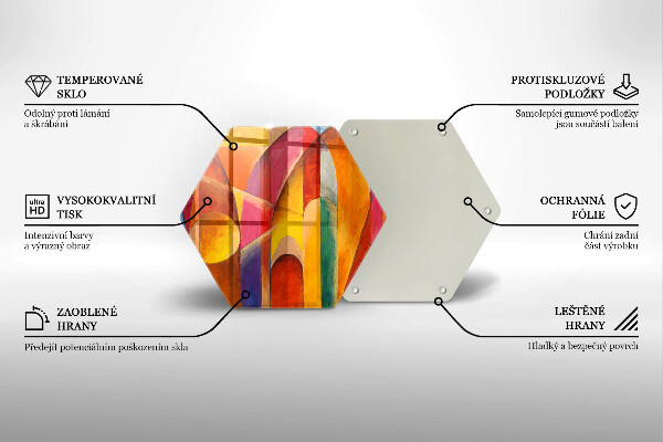 Skärbräda glas sexhörning Färgglad abstraktion