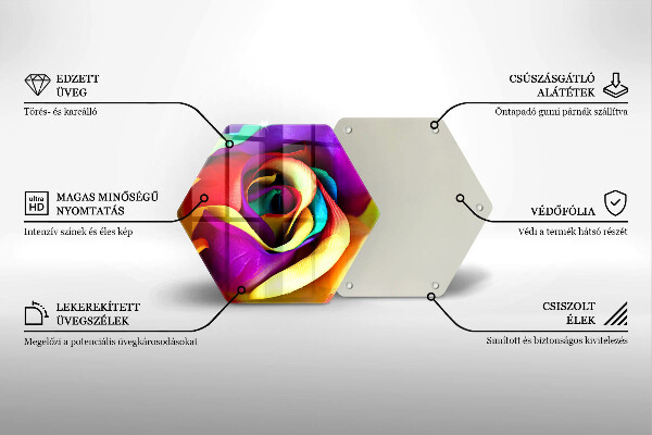Skärbräda glas sexhörning Färgglada rosenblad