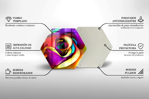 Skärbräda glas sexhörning Färgglada rosenblad