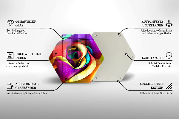 Skärbräda glas sexhörning Färgglada rosenblad