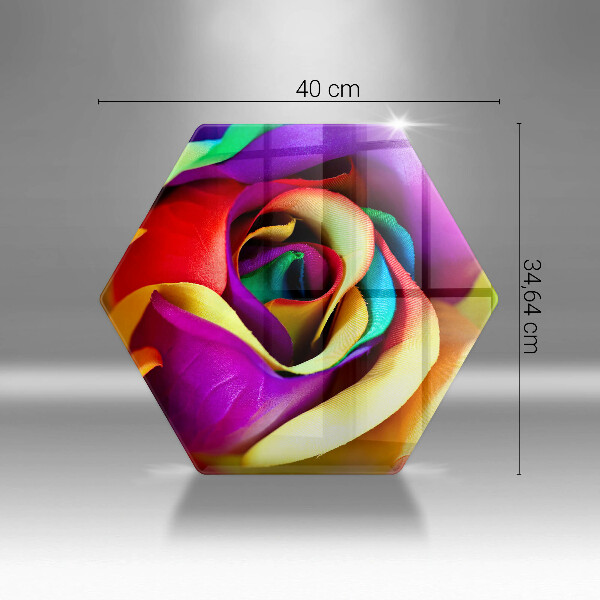 Skärbräda glas sexhörning Färgglada rosenblad