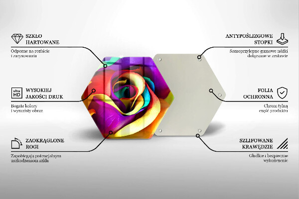 Skärbräda glas sexhörning Färgglada rosenblad
