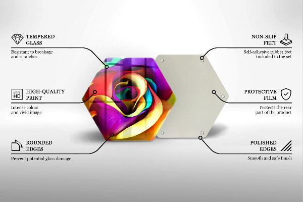 Skärbräda glas sexhörning Färgglada rosenblad
