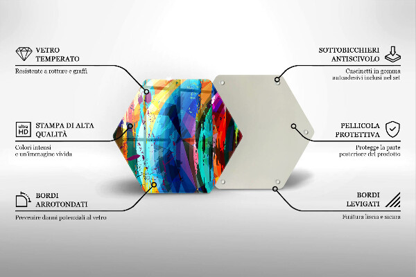 Skärbräda glas sexhörning Färgglada färgfläckar