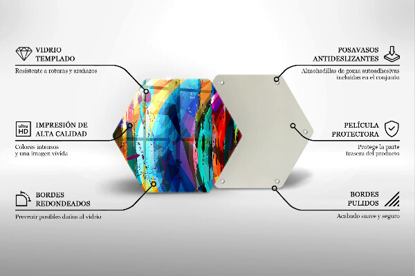 Skärbräda glas sexhörning Färgglada färgfläckar