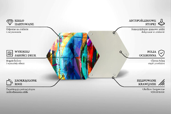 Skärbräda glas sexhörning Färgglada färgfläckar