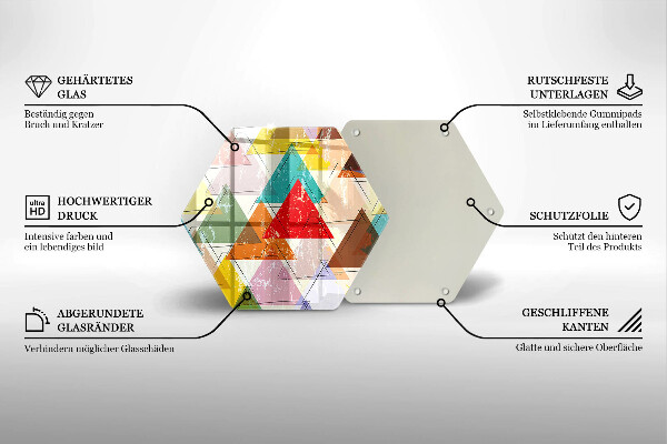 Skärbräda glas sexhörning Målade trianglar