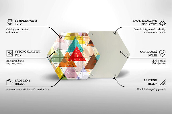Skärbräda glas sexhörning Målade trianglar