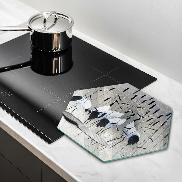 Skärbräda glas sexhörning Japanska tranor