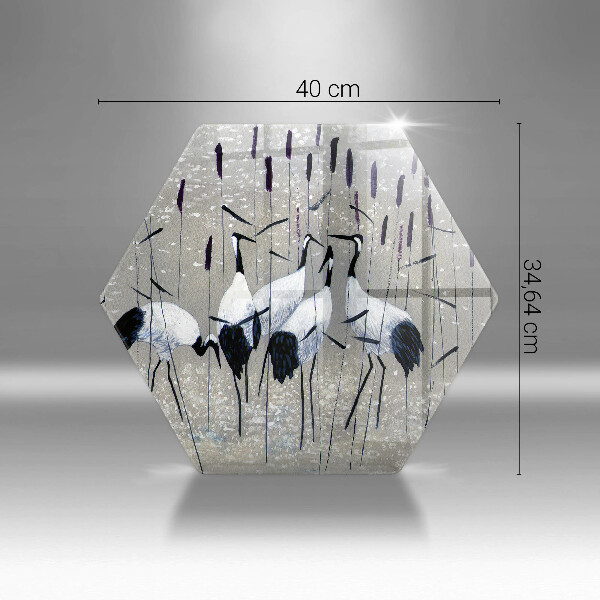 Skärbräda glas sexhörning Japanska tranor