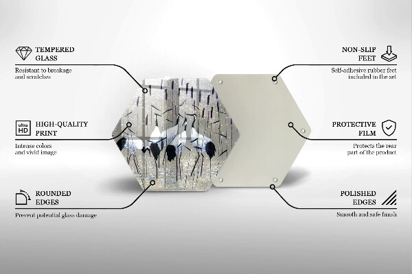 Skärbräda glas sexhörning Japanska tranor