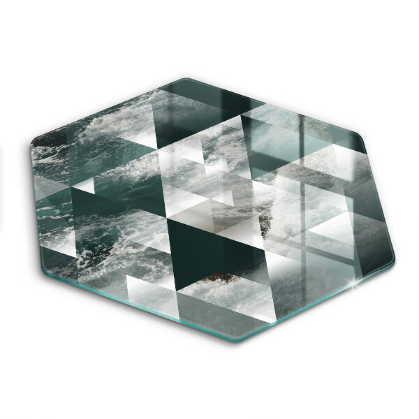Skärbräda glas sexhörning Trianglar och vatten