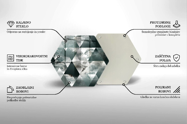 Skärbräda glas sexhörning Trianglar och vatten