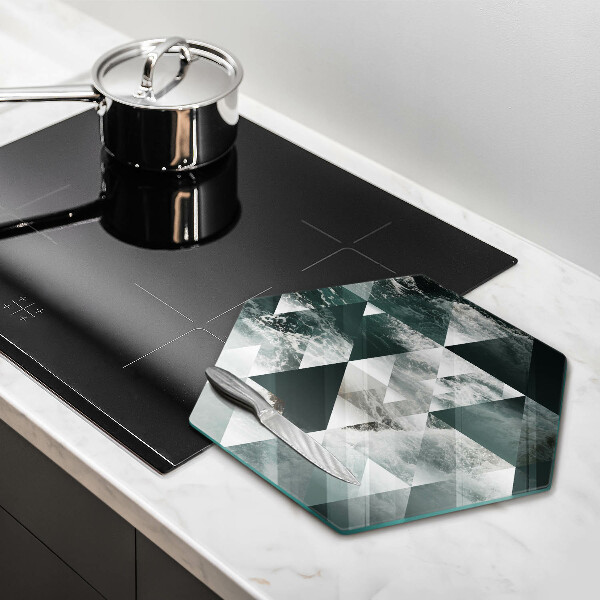Skärbräda glas sexhörning Trianglar och vatten