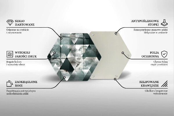 Skärbräda glas sexhörning Trianglar och vatten