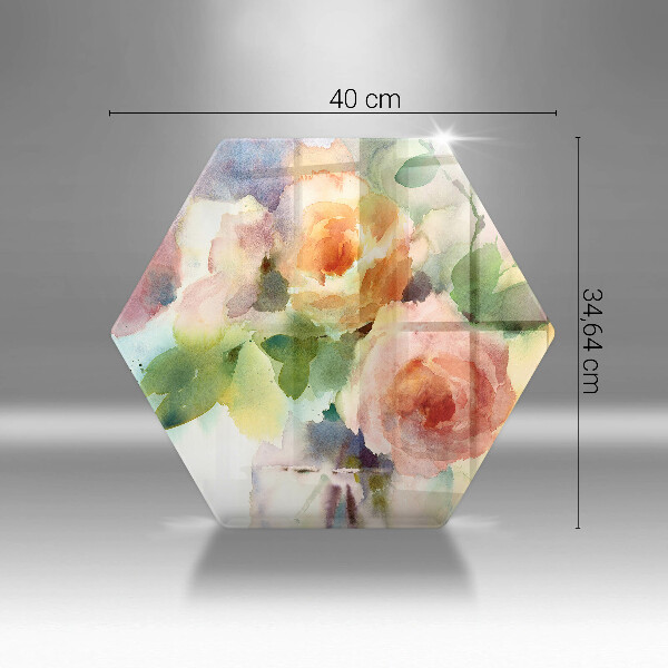 Skärbräda glas sexhörning Målade blommor