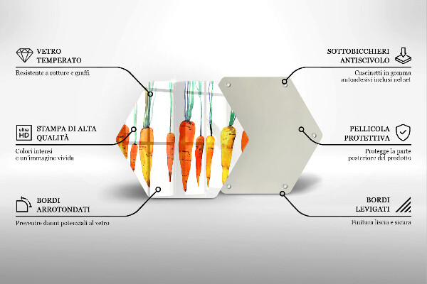 Skärbräda glas sexhörning Morot illustration