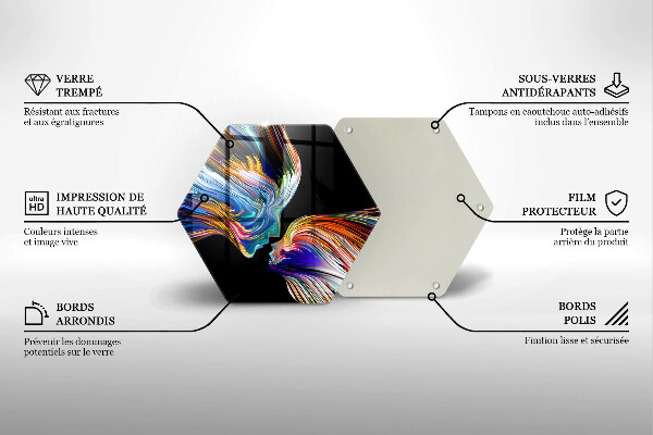 Skärbräda glas sexhörning Kyss abstraktion