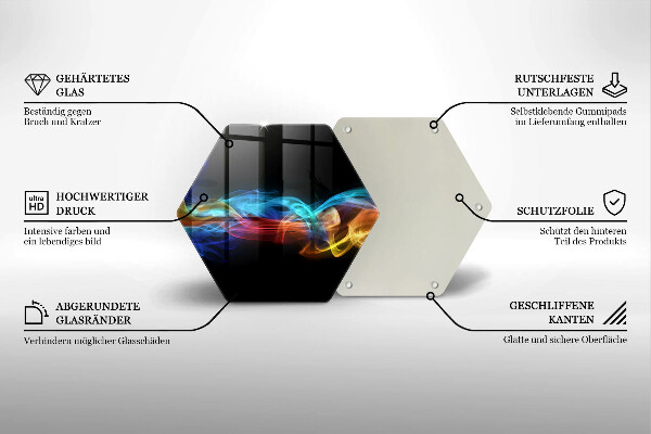 Skärbräda glas sexhörning Färgglad rök