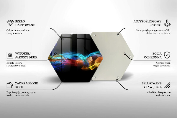 Skärbräda glas sexhörning Färgglad rök