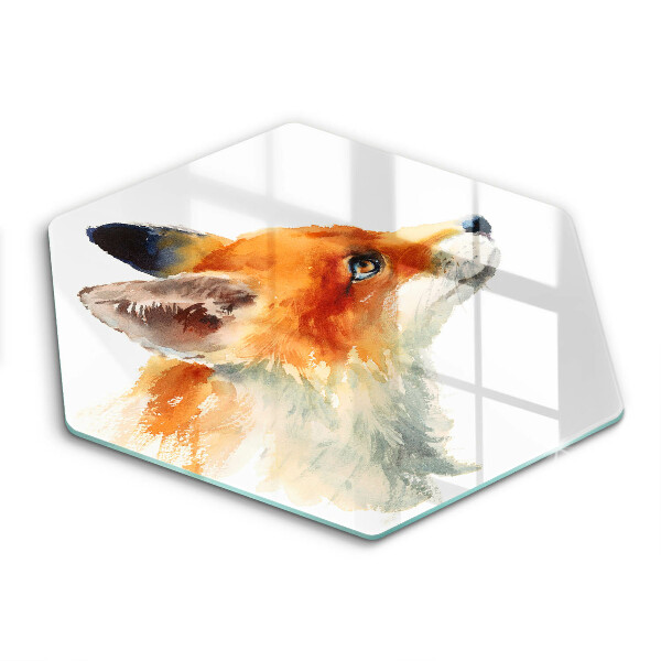 Skärbräda glas sexhörning Målad räv
