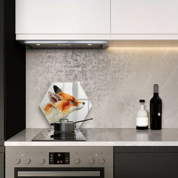 Skärbräda glas sexhörning Målad räv