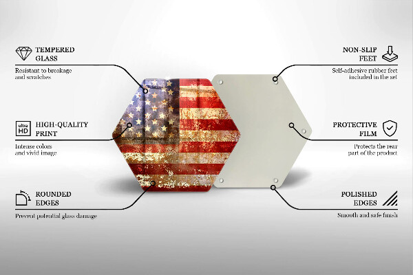 Skärbräda glas sexhörning USA Amerikas flagga