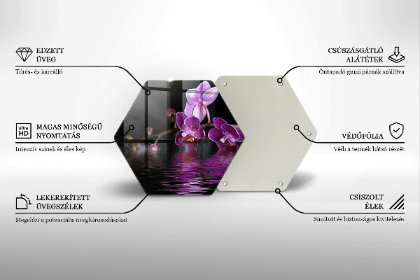 Skärbräda glas sexhörning Orkidé zen vatten