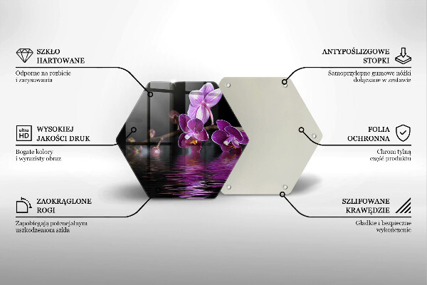 Skärbräda glas sexhörning Orkidé zen vatten